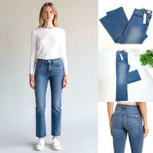 HUDSON Blair High Rise Cropped Bootcut Jeans Raw Hem Stretch Faded Wash Denim